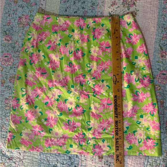 Vintage Lilly Pulitzer Skirt Pink/Green Floral w/ Rhinos Cotton Lined: Size 6 - Picture 10 of 16